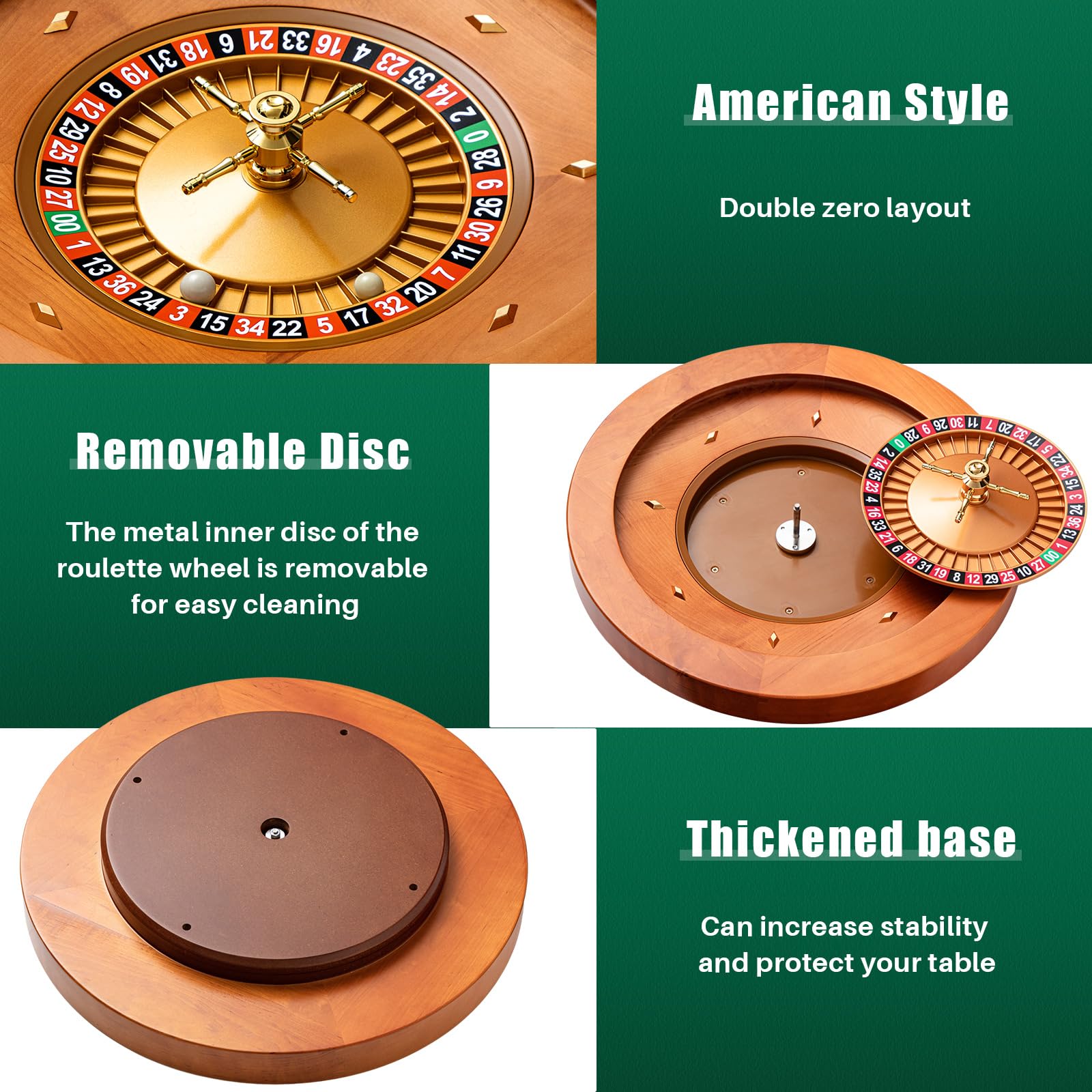 Amazon | Leyndo 20インチ 木製ルーレットホイール ルーレットボール4